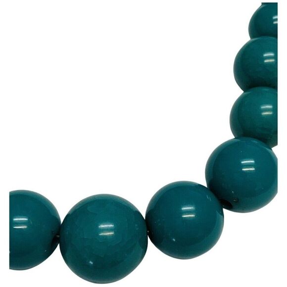 Vintage Teal Green Faux Pearl Graduated Acrylic Large Beaded Necklace 17” - Picture 5 of 7